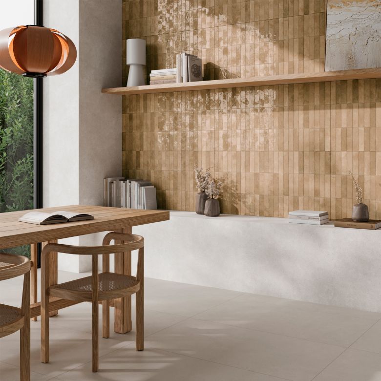 Carrelage mur effet zellige Ménara brique marron 60x120 cm