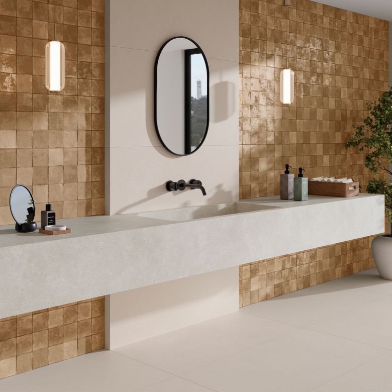 Carrelage mur effet zellige Ménara bloc marron60x120 cm