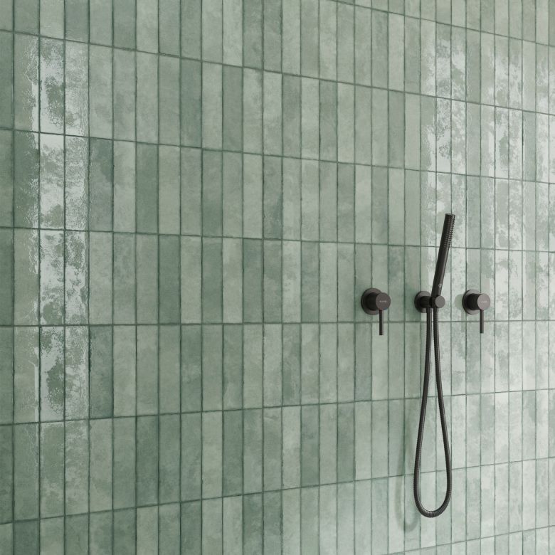 Carrelage mur effet zellige Ménara brique vert de gris 60x120 cm