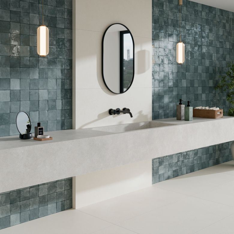 Carrelage mur effet zellige Ménara bloc bleu nuit60x120 cm