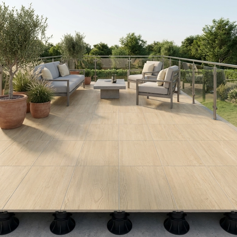 Dalle extérieur effet bois Paco miel R11 60x60 cm - Réflex Boutique