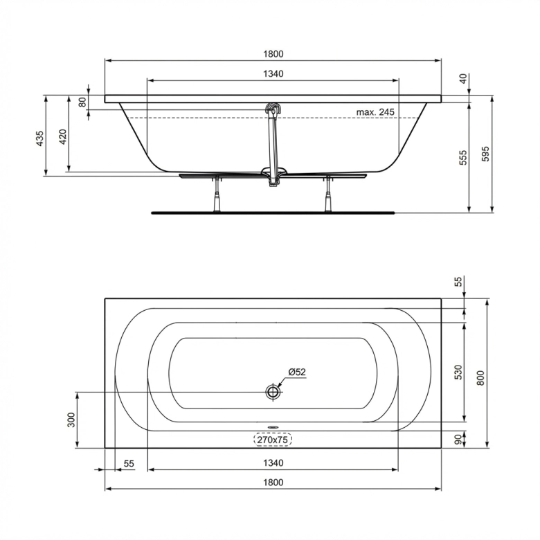 Baignoire Carmen Duo 180 x 80 cm