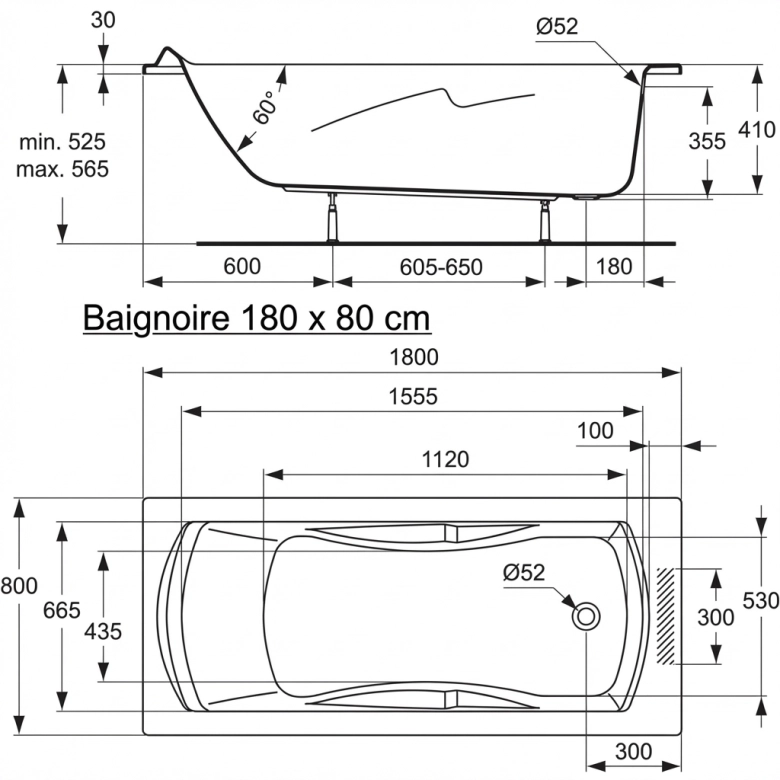 Baignoire Enmedio à encastrer