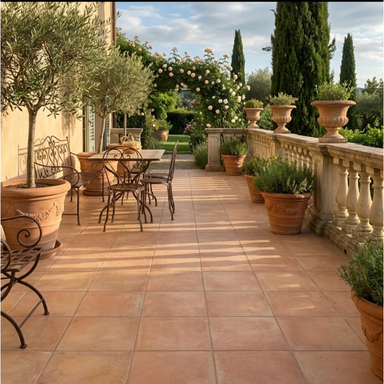 Carrelage sol traditionnel Terracotta naturel 33.5x 33.5 cm