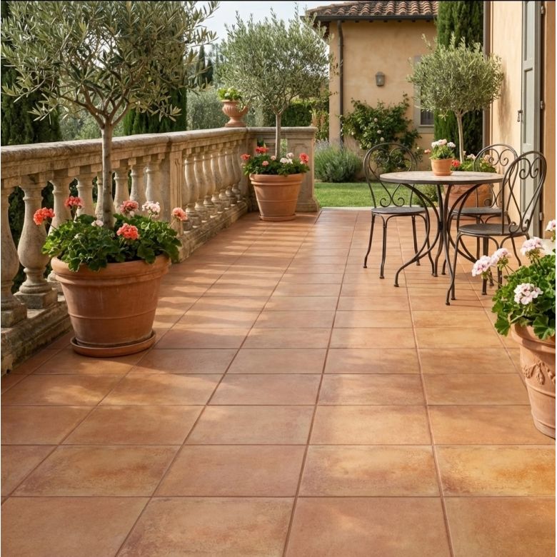 Carrelage sol extérieur Terracotta naturel R11 33.5x 33.5 cm