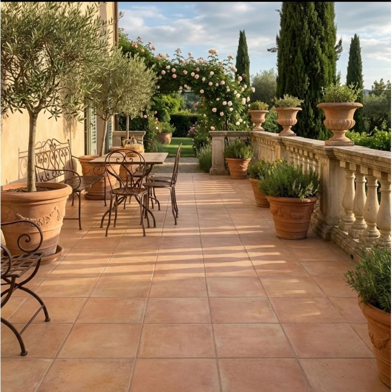 Carrelage sol extérieur Terracotta naturel R11 33.5x 33.5 cm