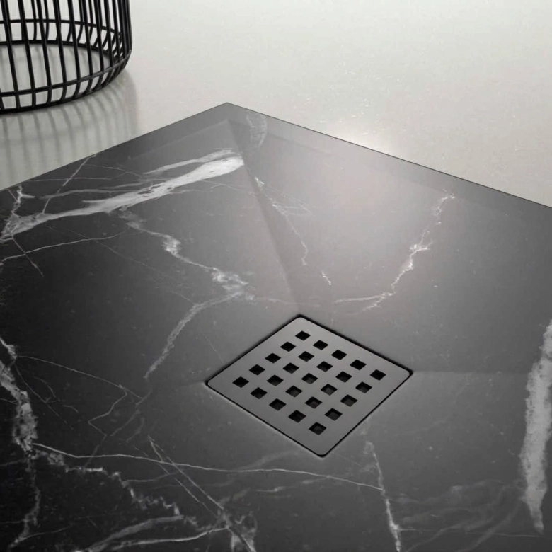 Receveur Marbre noir lisse antidérapant 