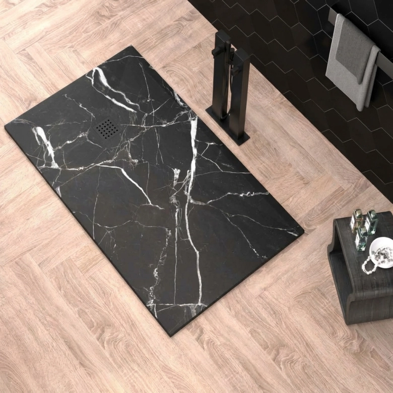 Receveur Marbre noir lisse antidérapant 