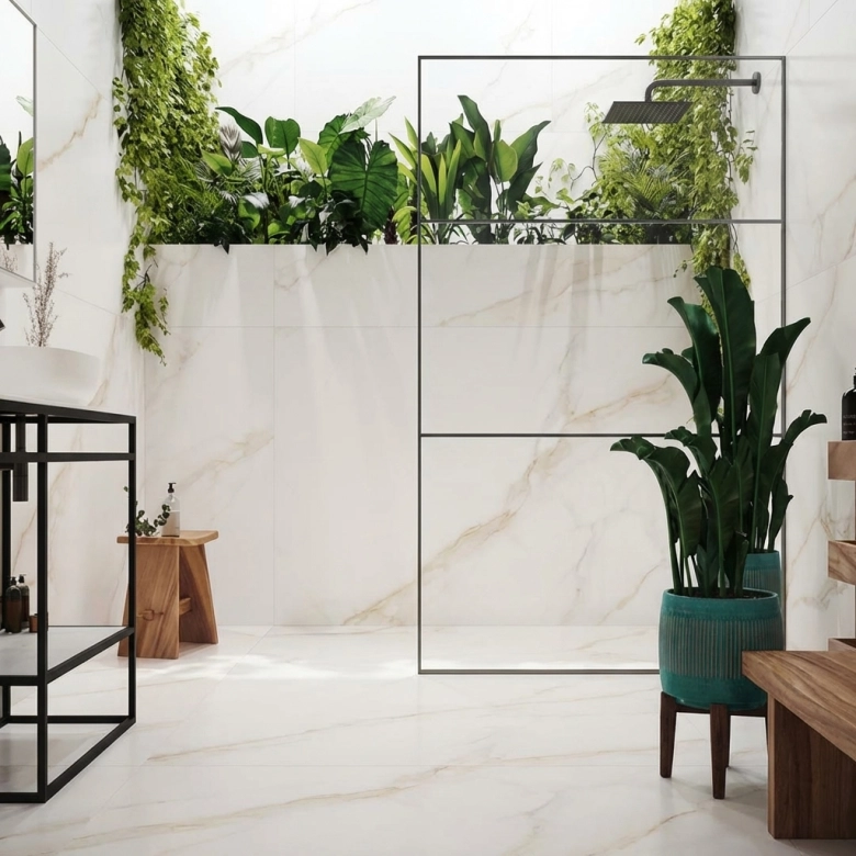 Receveur Hotel gold effet marbre blanc et or Ardoise relief antidérapant 