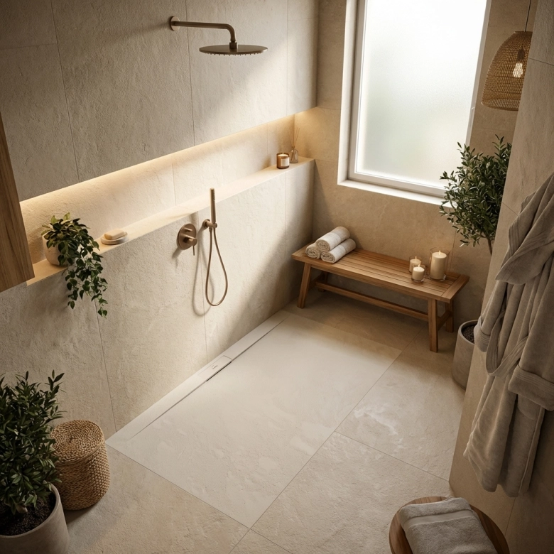 Receveur Bridge lisse Brossé beige antidérapant 