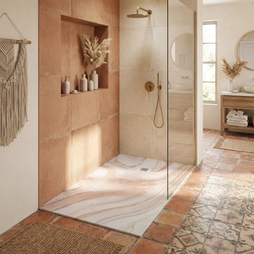 Receveur Marbre Rose Pastel...