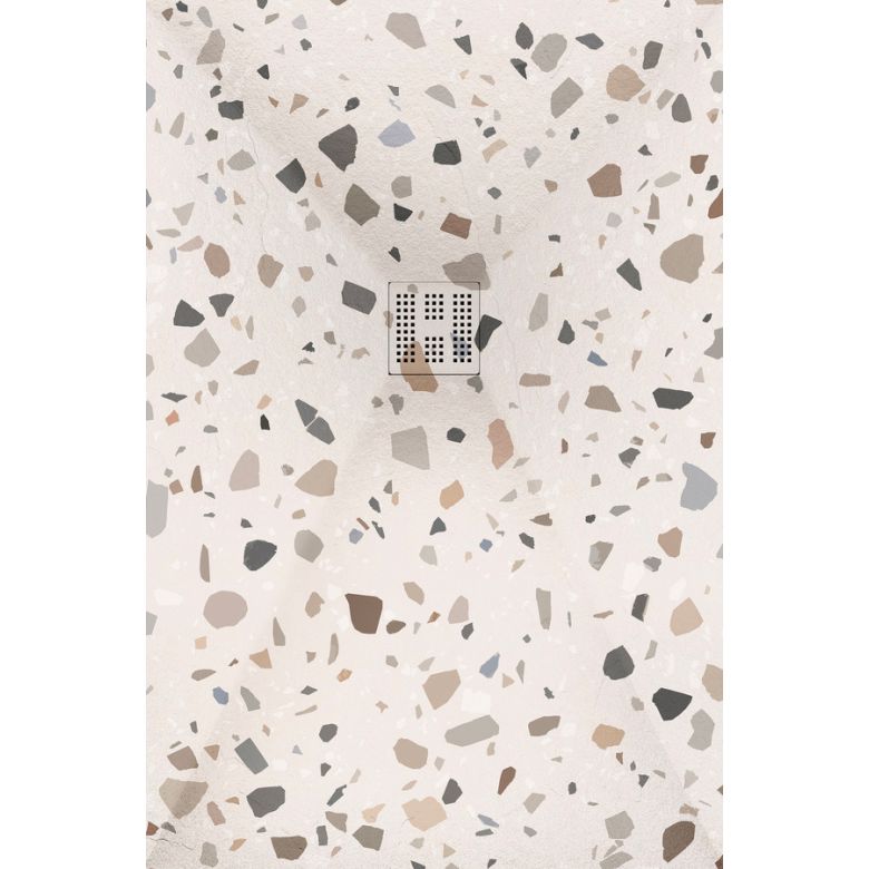 Receveur Terrazzo Ivoire Ardoise relief antidérapant