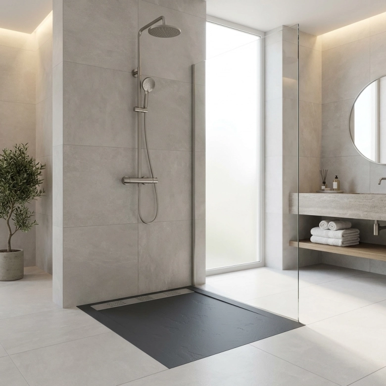 Receveur Pure anthracite Ardoise relief antidérapant 