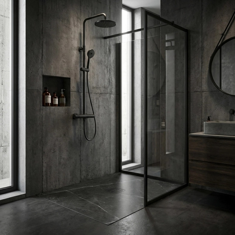 Receveur Marbre carrare noir Ardoise relief antidérapant 