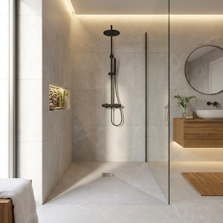 Receveur Pierre blanc Ardoise relief antidérapant