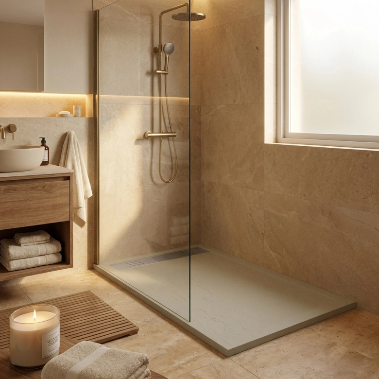 Receveur Pure greige Ardoise relief antidérapant 