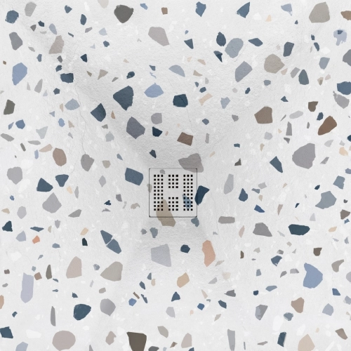 Receveur Terrazzo blanc Ardoise relief antidérapant 