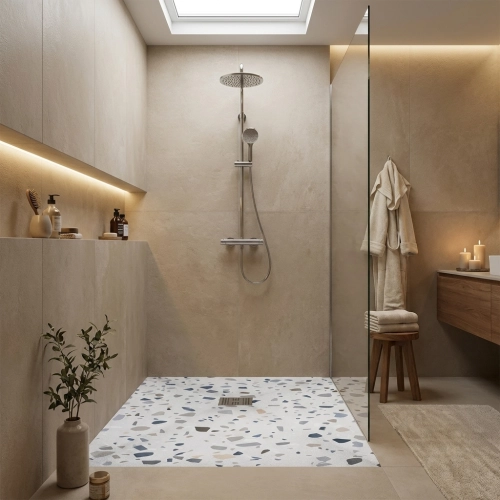 Receveur Terrazzo blanc...