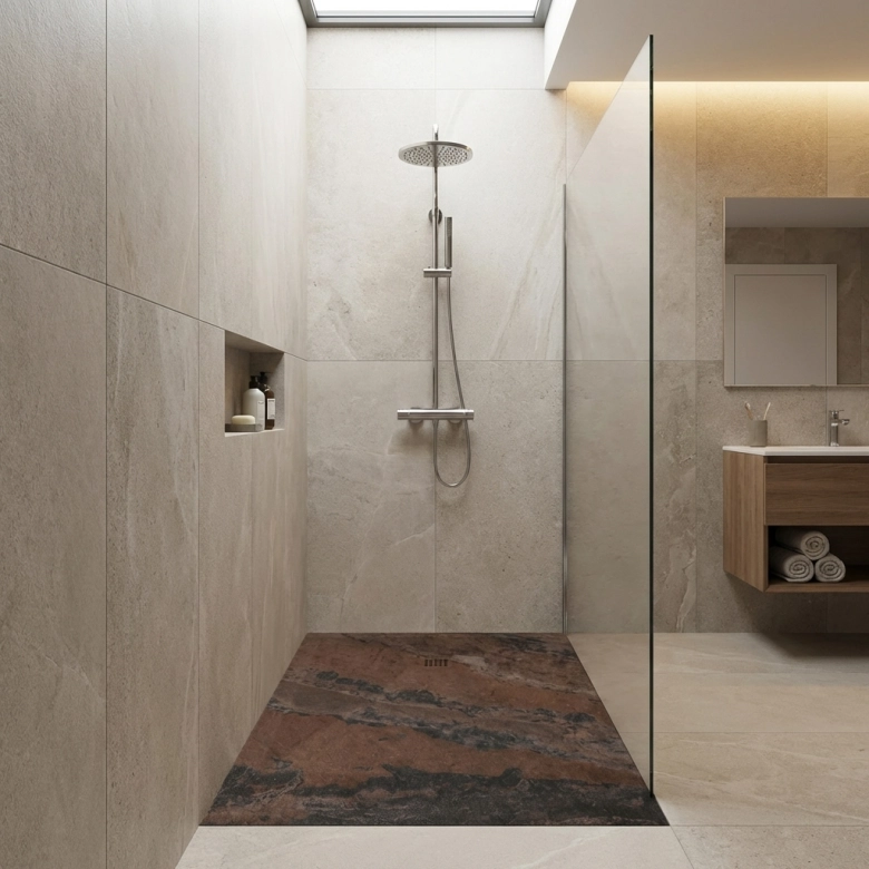 Receveur Marbre Oxyde lisse antidérapant 