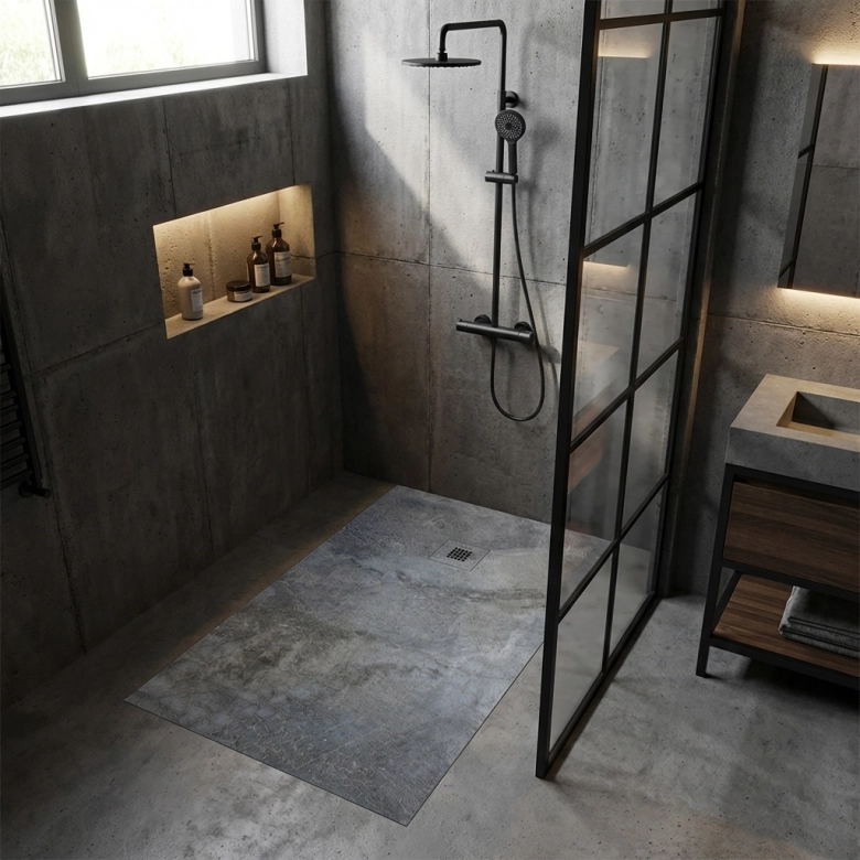 Receveur Ciment New-York lisse antidérapant 