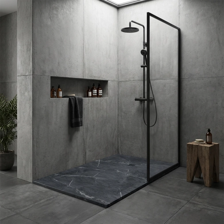 Receveur Marquina lisse antidérapant 