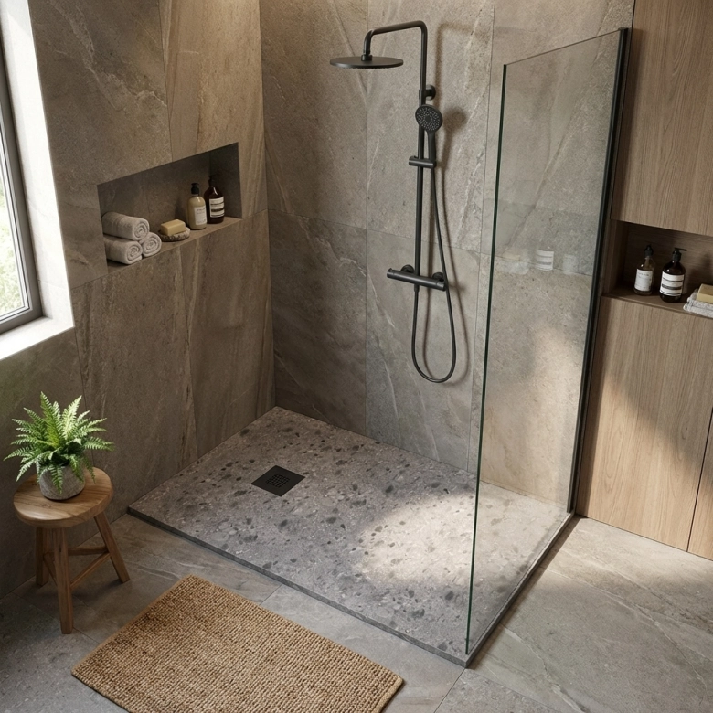 Receveur Terrazzo Schiste lisse antidérapant 