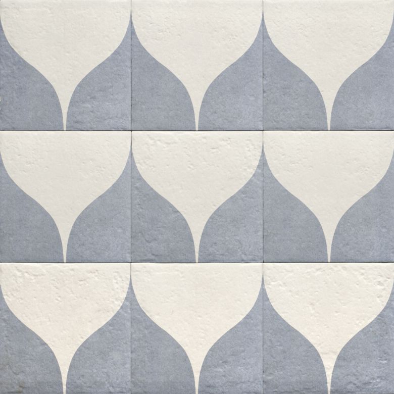 Carrelage sol effet carreaux de ciment Dalí décor bleu goutte 20x20 cm