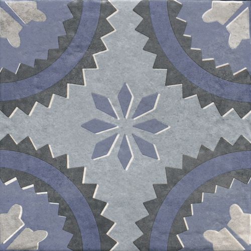 Carrelage sol effet carreaux de ciment Dalí décor bleu prairie 20x20 cm