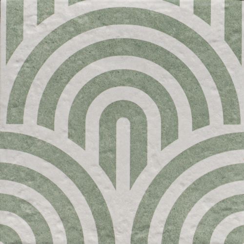 Carrelage sol effet carreaux de ciment Dalí décor vertarc de cercle 20x20 cm