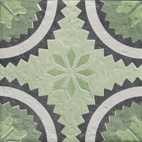  Carrelage sol effet carreaux de ciment Dalí décor vert prairie 20x20 cm