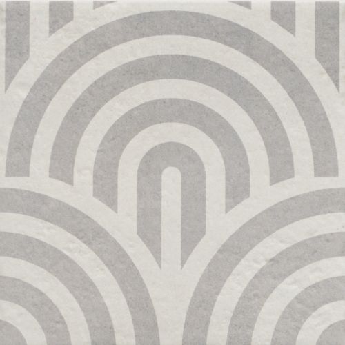 Carrelage sol effet carreaux de ciment Dalí décor grisarc de cercle 20x20 cm