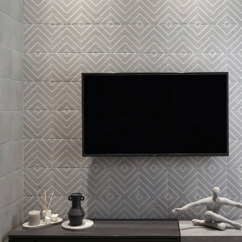 Carrelage sol effet carreaux de ciment Dalí décor gris géo 20x20 cm