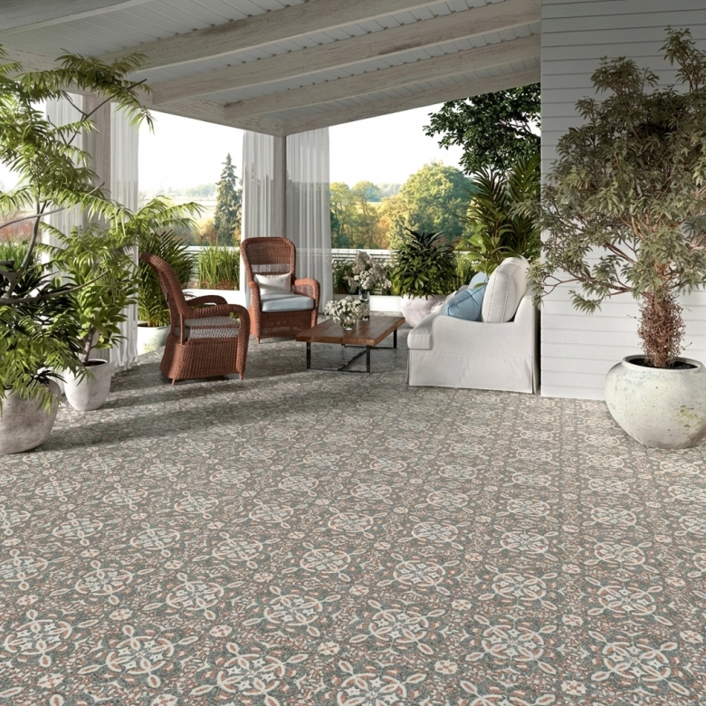 Carrelage sol effet carreaux de ciment Haussman décor augusta 20x20 cm