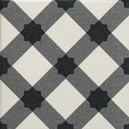 Carrelage sol effet carreaux de ciment Richelieu trinity black 20*20 cm