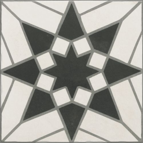 Carrelage sol effet carreaux de ciment Mélancolie Séville blanc 20x20 cm