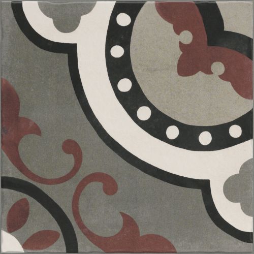 Carrelage sol effet carreaux de ciment Mélancolie Barcelone bordeaux 20x20 cm