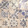 Carrelage sol effet carreaux de ciment Verone décor florale blanc 20x20 cm