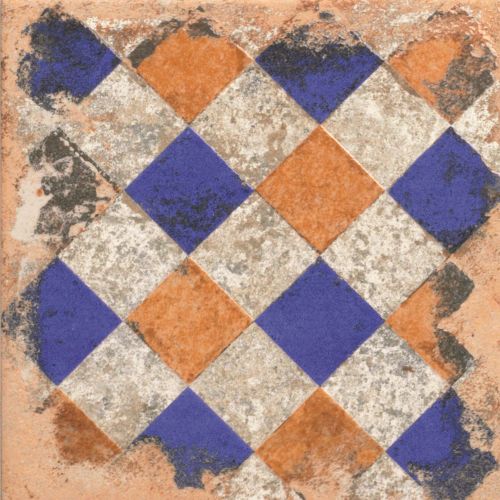 Carrelage sol effet carreaux de ciment Verone décor losange crème 20x20 cm