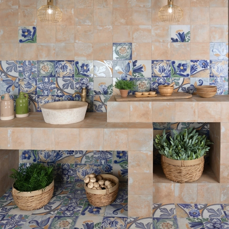 Carrelage sol Verone crème 20x20 cm