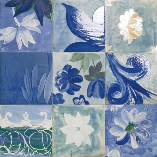 Carrelage sol effet carreaux de ciment Verone décor porto bleu 20x20 cm