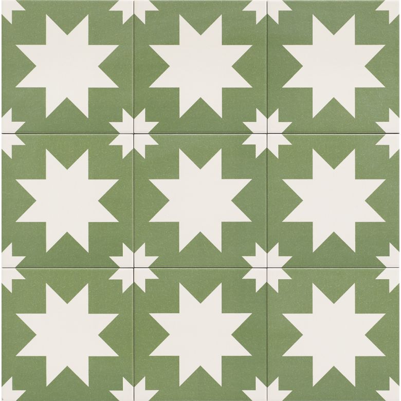 Carrelage sol effet carreaux de ciment Hercule Star green 20x20 cm