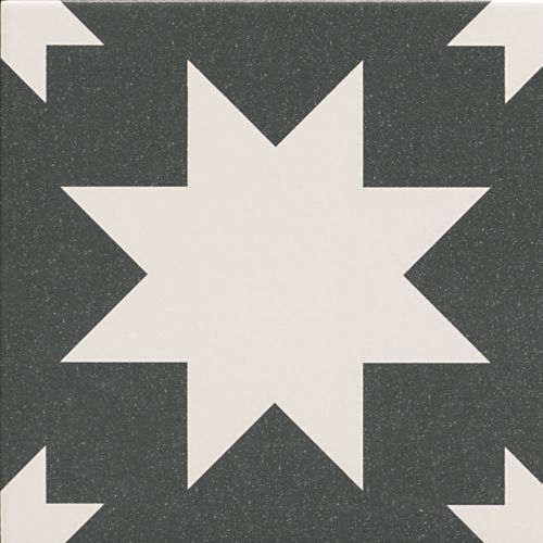 Carrelage sol effet carreaux de ciment Hercule Star black 20x20 cm