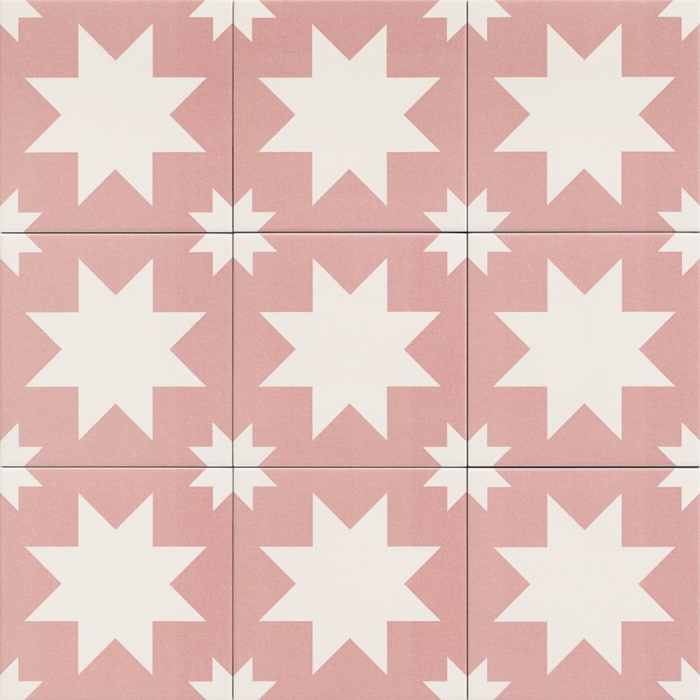Carrelage sol effet carreaux de ciment Hercule Star pink 20x20 cm