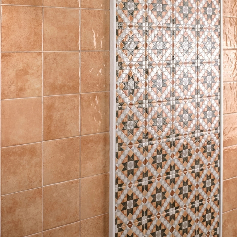 Carrelage sol effet carreaux de ciment Mura Agadir cuivré 15x15 cm
