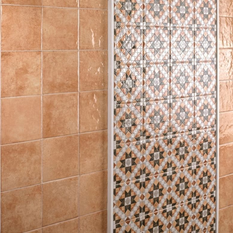 Carrelage sol effet carreaux de ciment Mura cuivré15x15 cm
