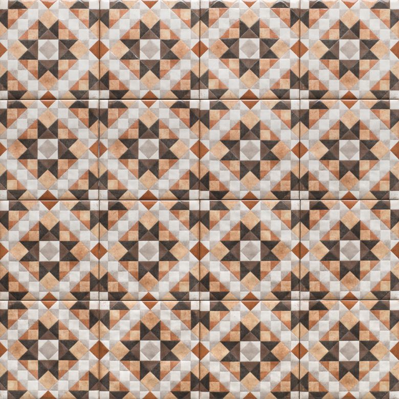 Carrelage sol effet carreaux de ciment Mura Agadir cuivré15x15 cm