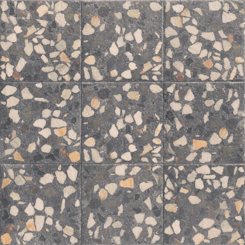 Carrelage sol effet terrazzo Rocca décor noir 20*20 cm