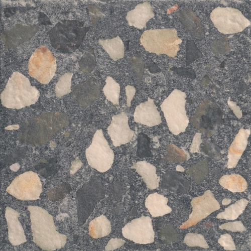 Carrelage sol effet terrazzo Rocca décor noir 20*20 cm
