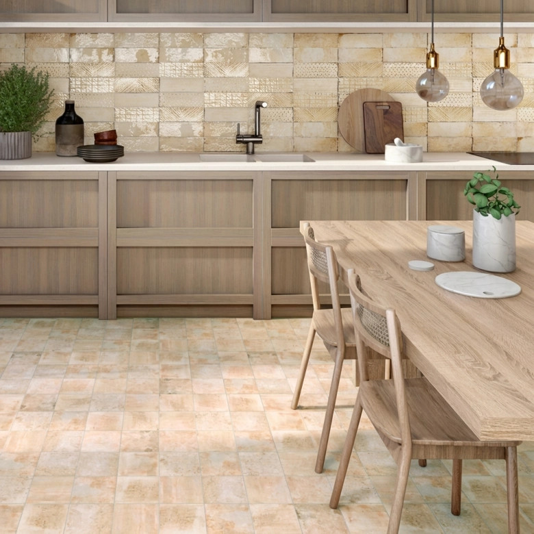 Carrelage sol traditionnel Ourika Ocre clair 15x15 cm