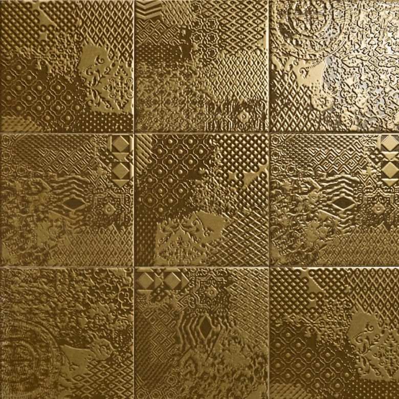 Carrelage sol et mur Shield décor or 20x20 cm